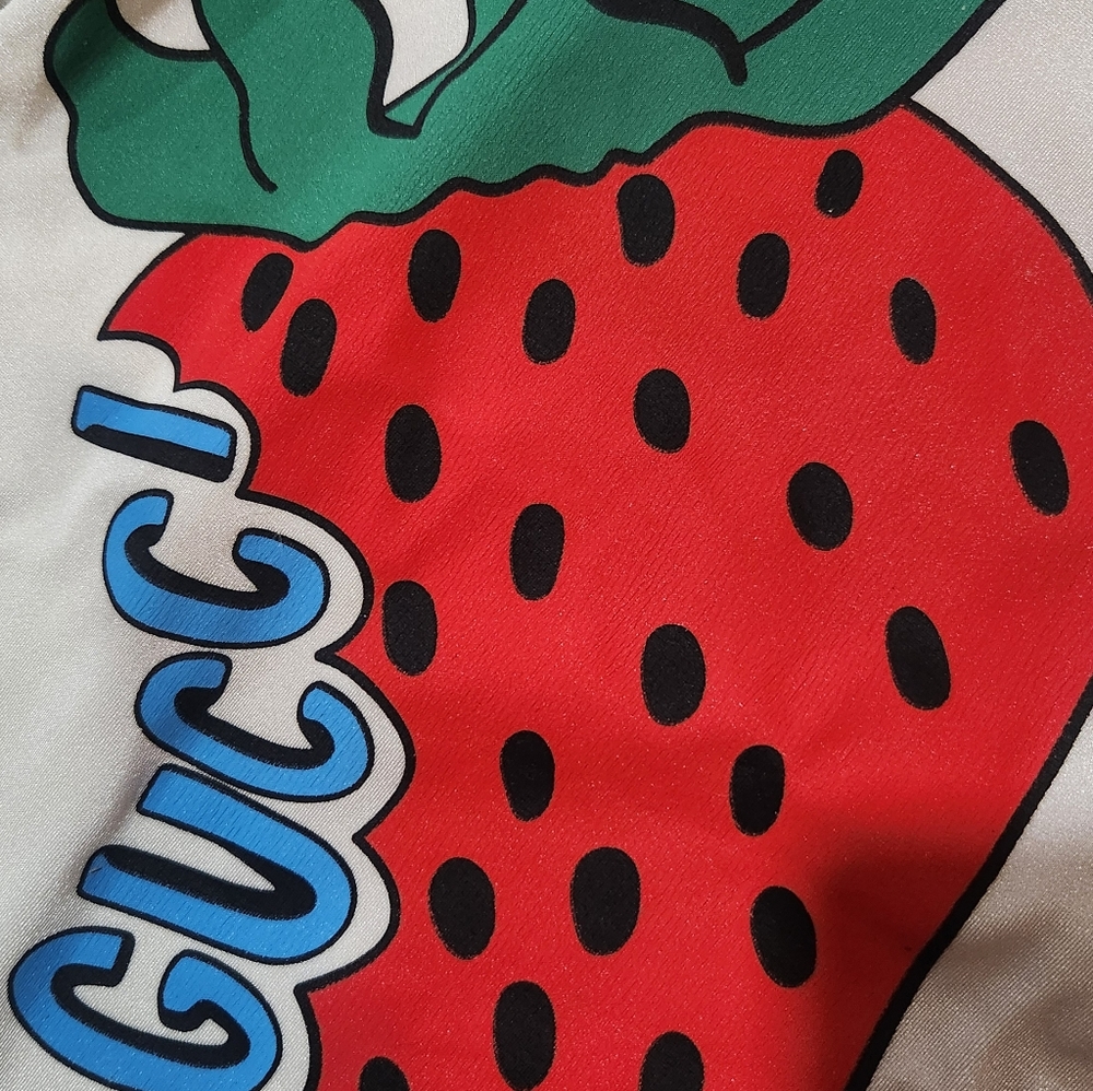 Gucci White Swimsuit with Red Strawberry Design - Picture 6 of 8